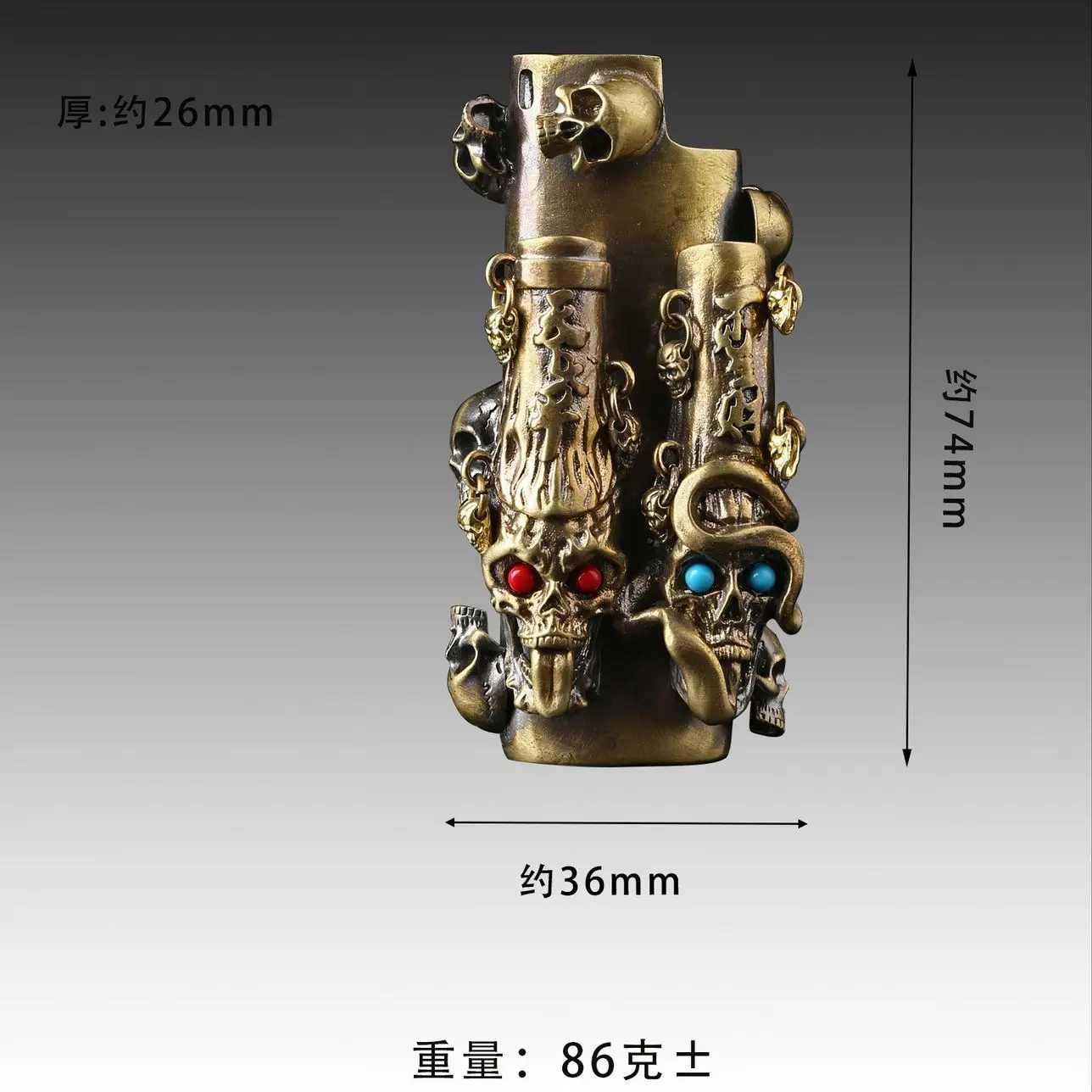 Diy Hand Welding Brass Skull Case Cover For Bic J3 Lighter Bronze Shell Explosion-Proof Cover