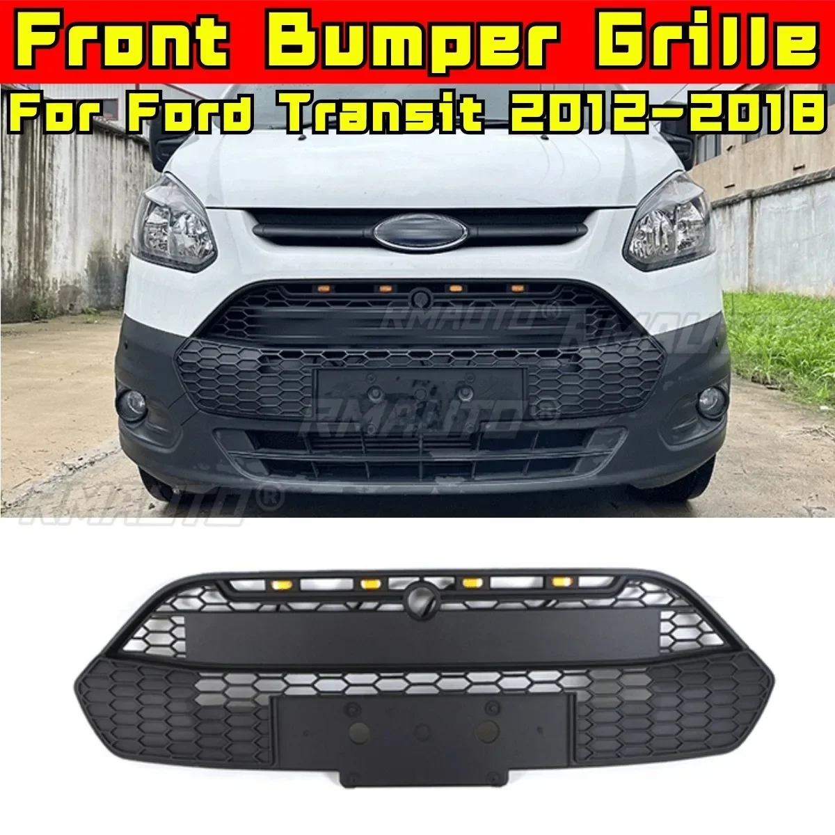 Bumper Grill For Ford Transit 2012-2018 Europe Edition Car Front Bumper Racing Grille Grillg Body Kit Front Grille Exterior Part