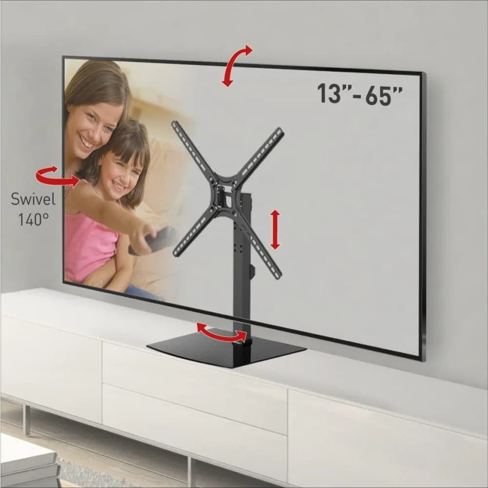 

Tabletop TV Mount, 13-65 inch Swivel & Tilt Flat/Curved TV Stand Base, Holds Up to 36kg, Patented, Tempered Glass