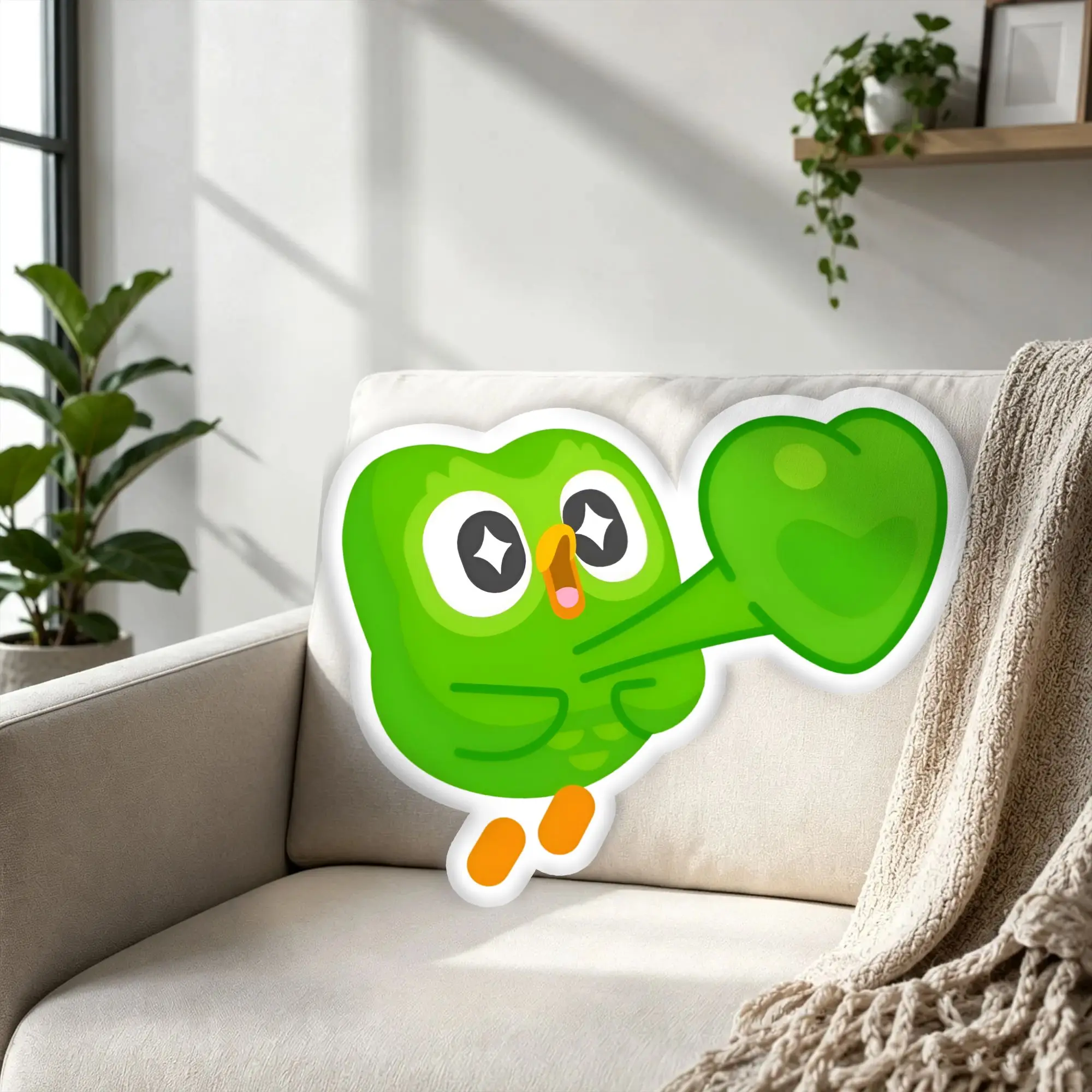 Personalized Photo Green Owl Duo Stuffed Throw Pillow Humorous Study Language Pillow Cushion Home Decoration