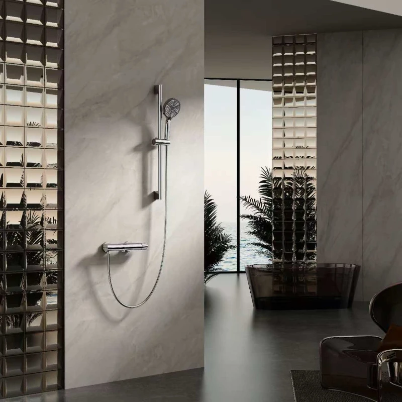 Bathtub Shower Sets Durable Folding Shower Set Adjustable Chrome Bathroom Faucets Lifting Bar Wall Mounted Household Using