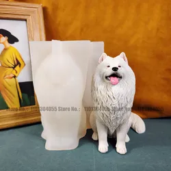 Stampi in silicone per resina per cani Samoiedo, gesso aromatico, stampi per cuccioli, decorazioni per la casa, resina epossidica, decorazioni per torte