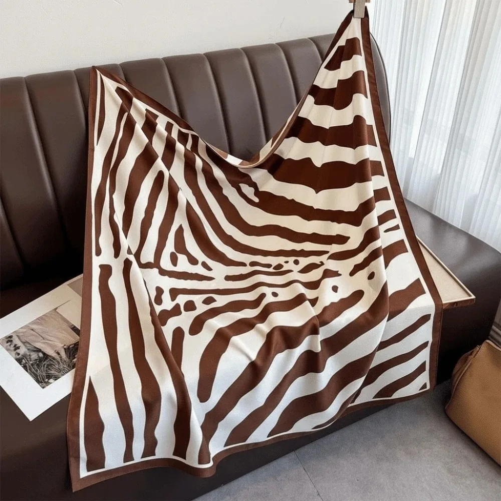 Patterned Shawl 90 CM Square Scarf Lightweight Sunscreen Stripes Square Headscarf Personalized Design Breathable
