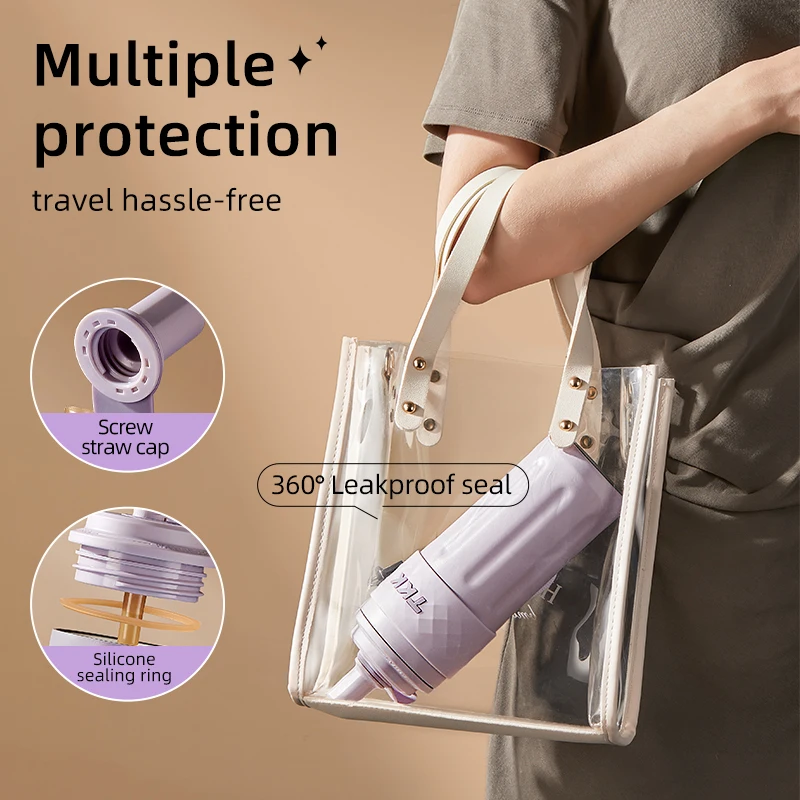 كوب مفرغ ببطانة داخلية من السيراميك TKK 500 مللي/16.09 أونصة SUS316، مع إبريق حراري من القش، غلاية معزولة محمولة مانعة للتسرب