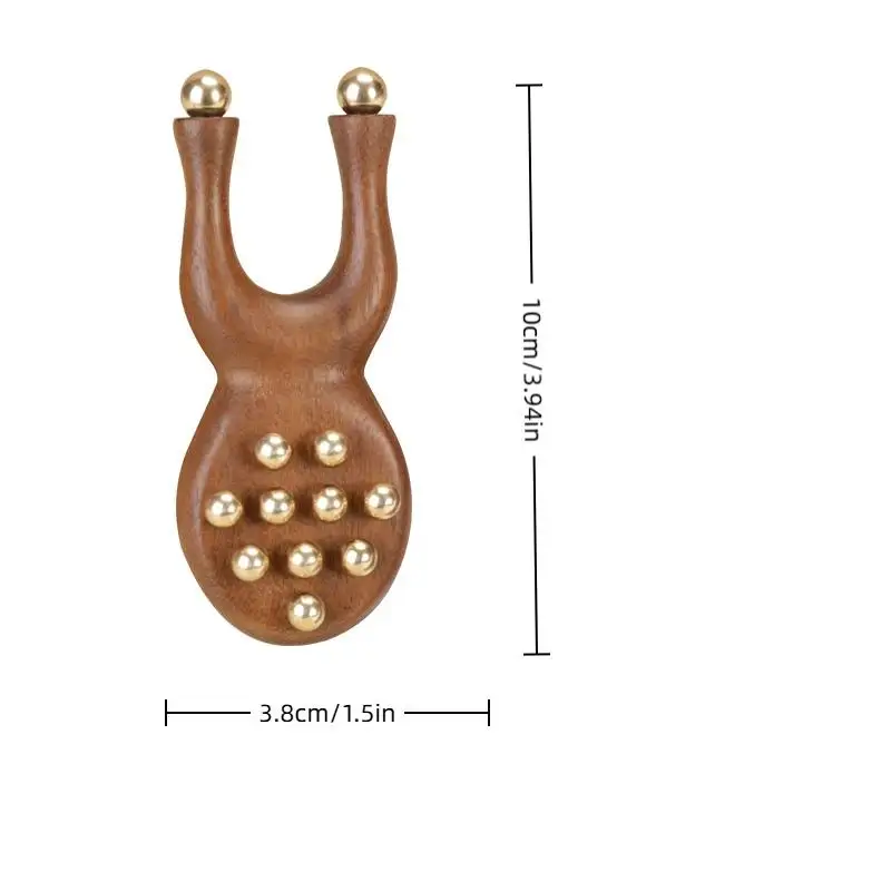 Manual Massager Anti Static Frog Shape Handheld 12 Copper Beads Guasha Face Massager Tool Sandalwood Handle Fascia Lifting Face