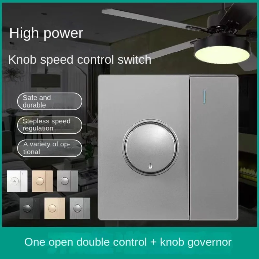 Concealed Installation Fan Switch 110-240V Overload Protection Intelligent Fan Speed Regulation High-power 60mm Hole Spacing