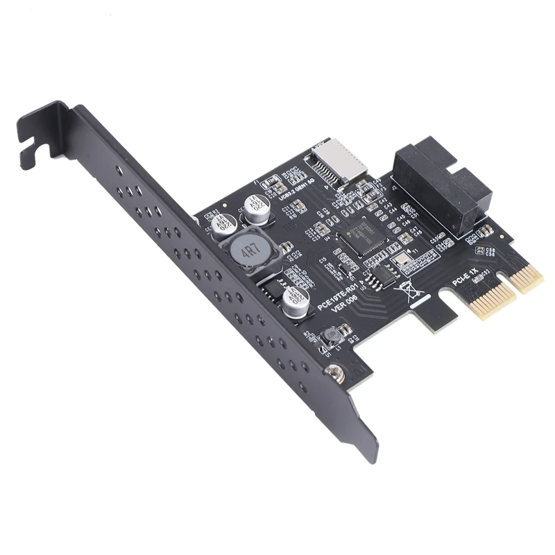 PCI-E 1X To USB 3.2 GEN1 5Gbps 20Pin Front Panel Header (To Type-C Front Panel Header) Front Panel Connector Riser Card