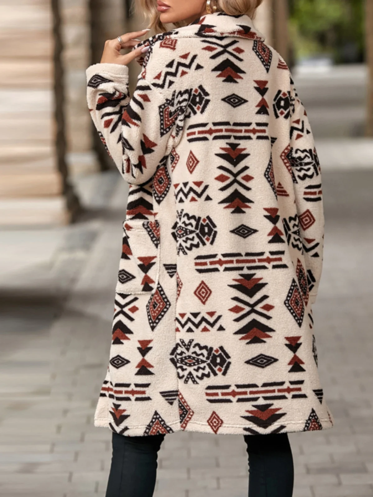 Street Sle Plaid Print Fluffy Jaet Donna Autunno Inverno Nuova taglia piccola Super carino Bottone singolo Lunghezza lunga Top peloso