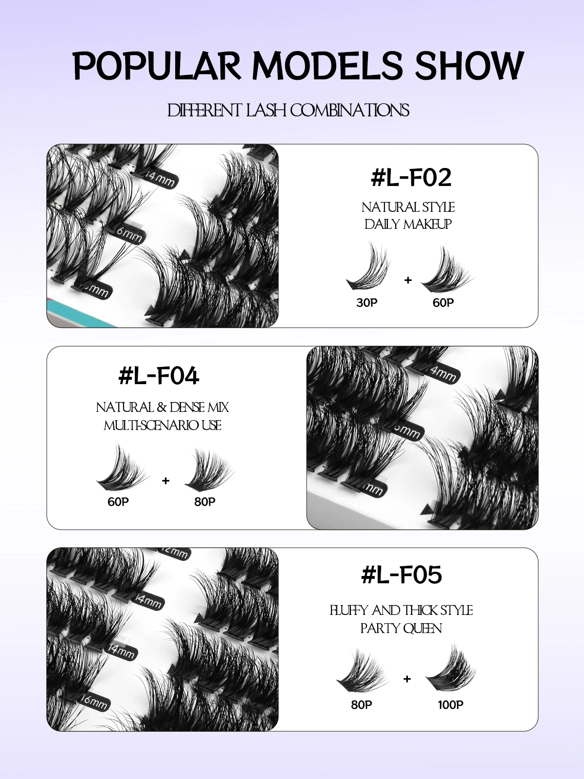 GROINNEYA 240 قطعة رموش عنقودية رقيق رموش فردية حجم سعة كبيرة فو المنك جلدة رمش تمديد ماكياج