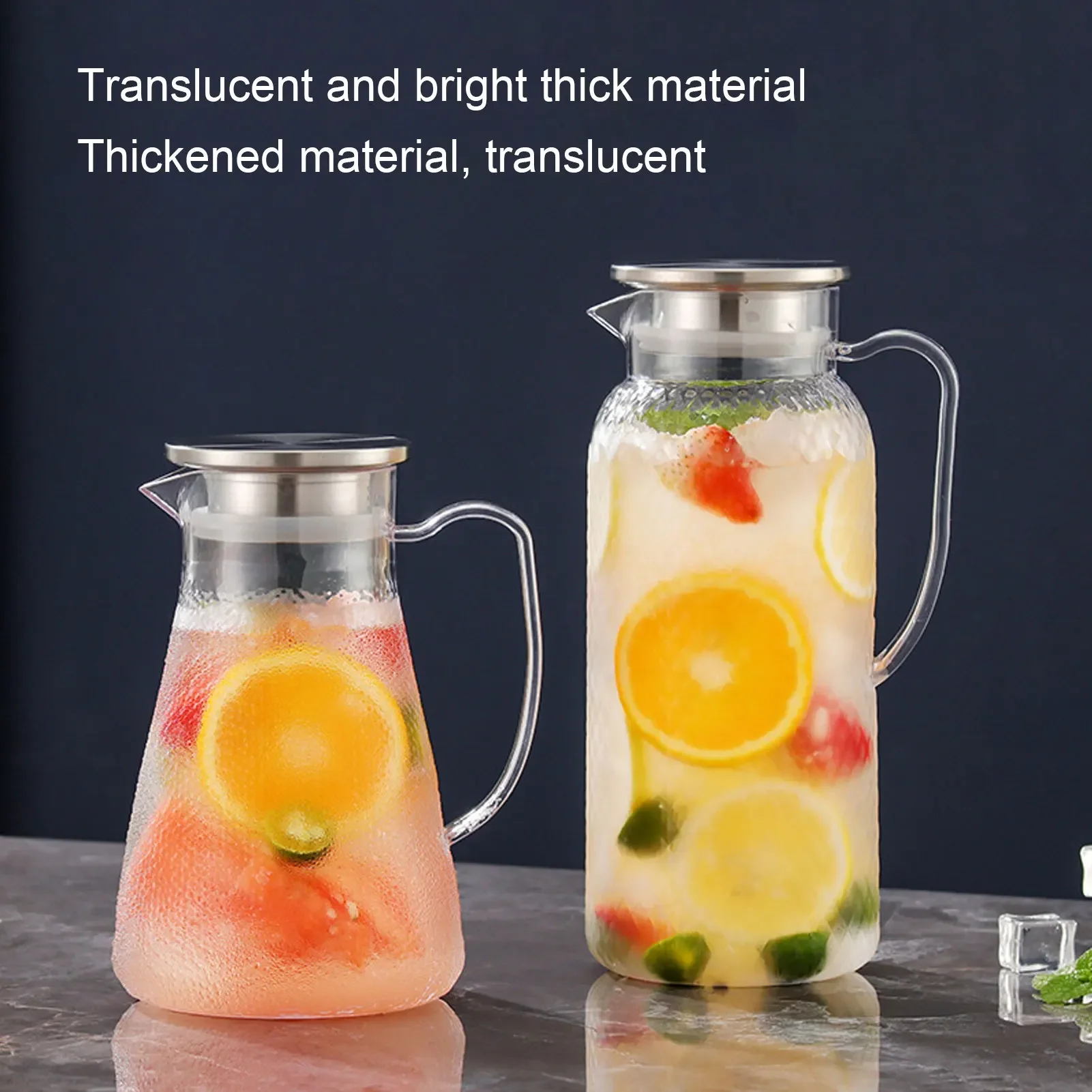 1500ML Acrylic Cold Water Kettle Acrylic Heat Resistant Clear Water Pitcher with Lid and Handle for Lemonade Milk Ice Tea