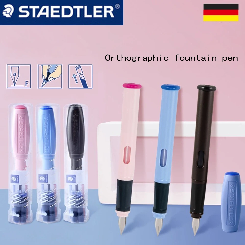 

1 шт. перьевая ручка STAEDTLER, ручки для письма правильной осанки F (0,5 мм), наконечник «Назад в школу», канцелярские принадлежности Kawaii, офисные аксессуары