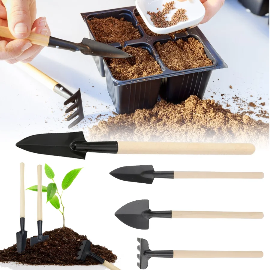 

Набор мини-садовых инструментов (1 комплект): маленькая железная лопатка и грабли для рыхления почвы, принадлежности для суккулентов, комнатных растений и цветов XJM