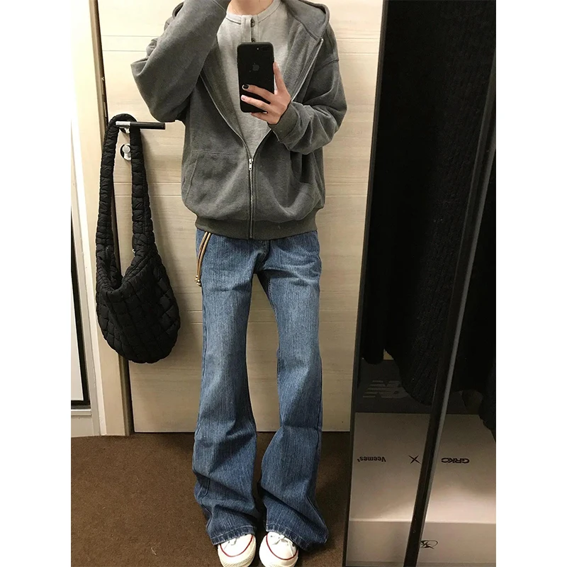 

Мужские джинсы Deep Blue Spicy, прямого кроя, осенне-зимние, модные, в стиле High Street, крутые, трендовые, длинные брюки с эффектом потертости