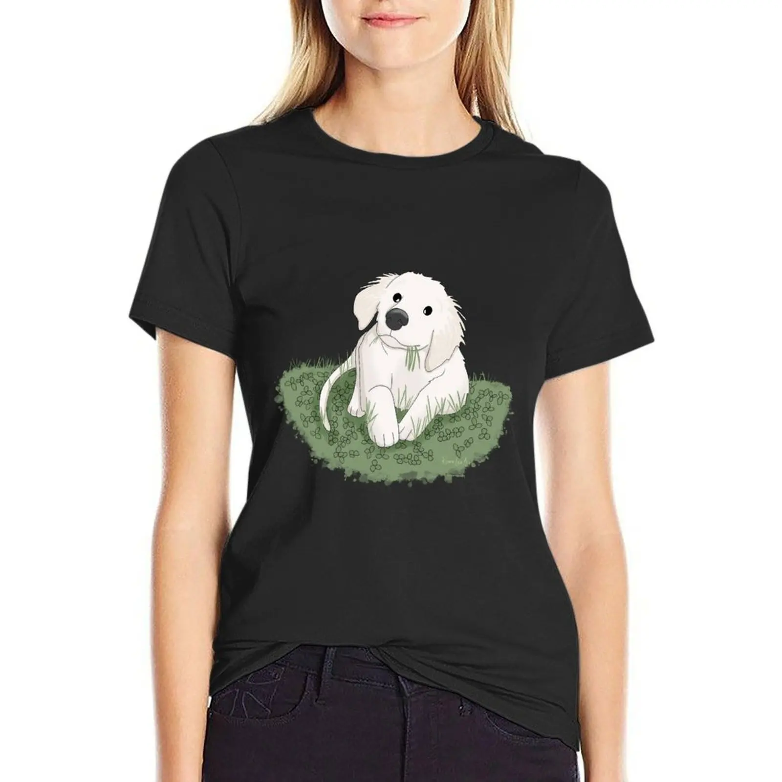 White Golden Retriever Puppy T-Shirt Blouse quick drying kawaii clothes cat shirts for Women