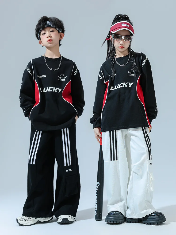 

Children's Street Dance Fashion Performance CostumehiphopLoose Sweatshirt Trendy Cool Show Suit Children's Jazz Dance Costume