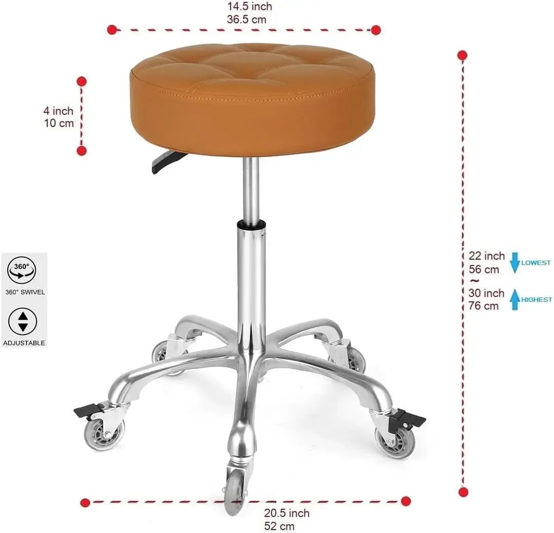 Heavy Duty Stool - Rolling Stools with Locking Caster Wheels - Swivel Stools Backless Chair for Home Kitchen Office S