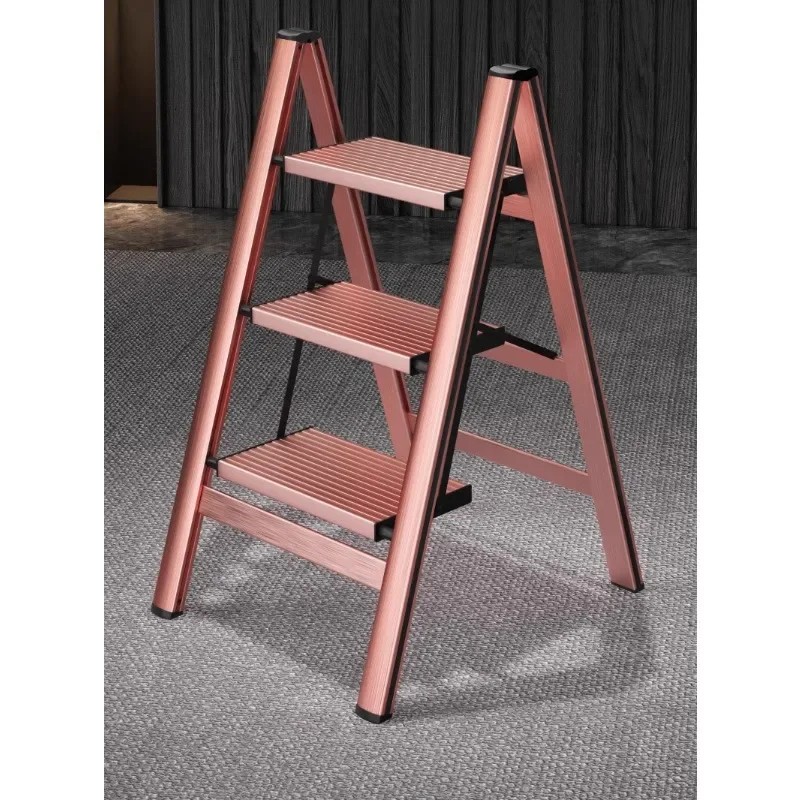 Household folding ladder three-step telescopic herringbone ladder moving indoor multifunctional thickened aluminum alloy