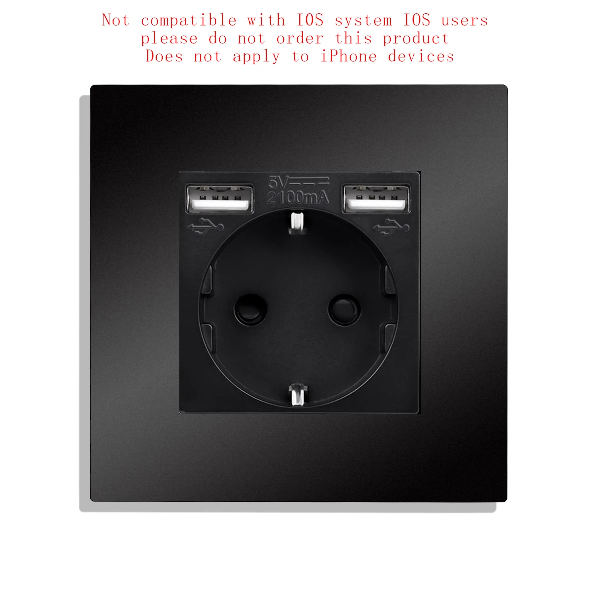 Wall Type Dual USB Power Socket 2.1A, Electrical socket wall plug with usb, 16A 220V outlet, German EU Standard Socket