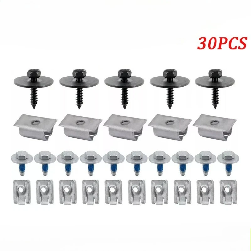 30x Engine Undertray Clips Screws For Mercedes-Benz Under Cover Splashguard Bolts Interior Accessories