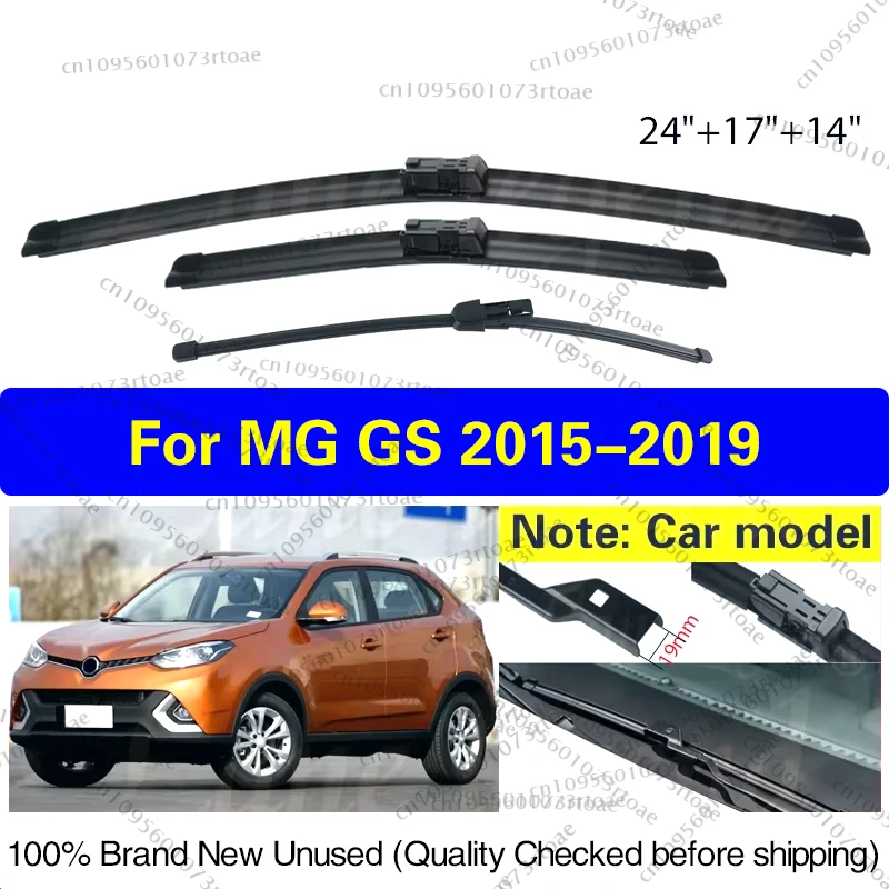 

Car Front Rear Wiper Blades For MG GS 2015 2016 2017 2018 2019 AS21 Cleaning Windscreen Windshield 24"+17"+14" Car Accessories