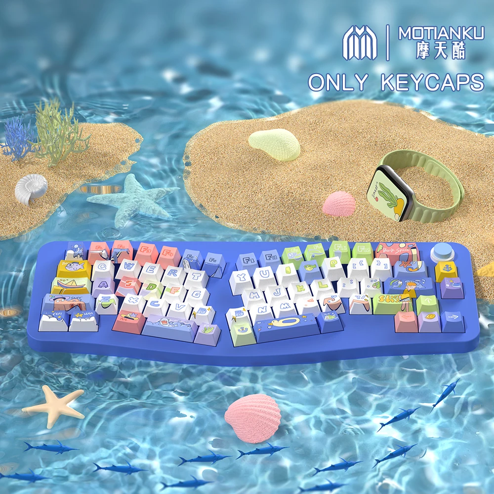 Wonderful Ocean Original Theme Keycaps Cherry Profile Personalized Keycap For Mechanical Keyboard with 7U and ISO keys