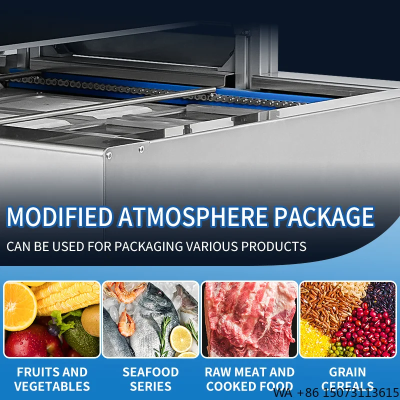 Automatic Multi-Function Meat Food Tray Sealer Pneumatic-driven MAP  for Cooked Meals for Film Foil Packaging Assembly Line