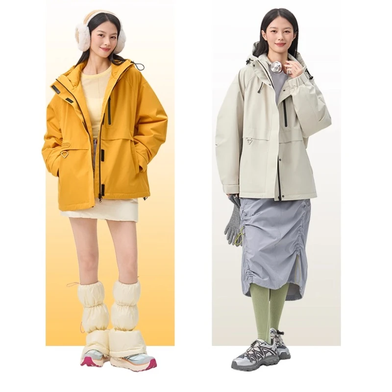 Chericom Short Down Jackets Zippered Slant Pockets Lightweight Hood Workwears Outdoor Thickened Windproof Winter Coats Y318108Y