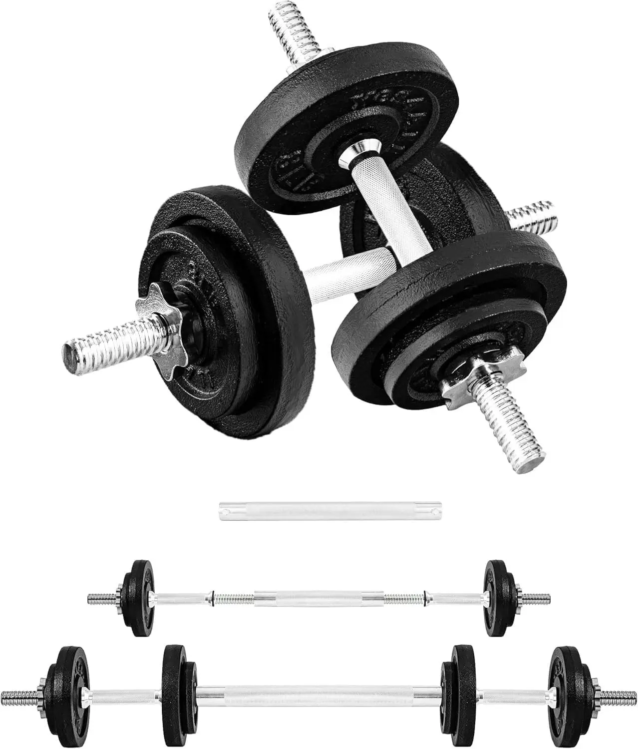 Adjustable Dumbbell Weight Plate Set, Old School Style with Star Lock Collars and Connector, 40 lbs to 200 lbs Plates for Home Gym Strength Training