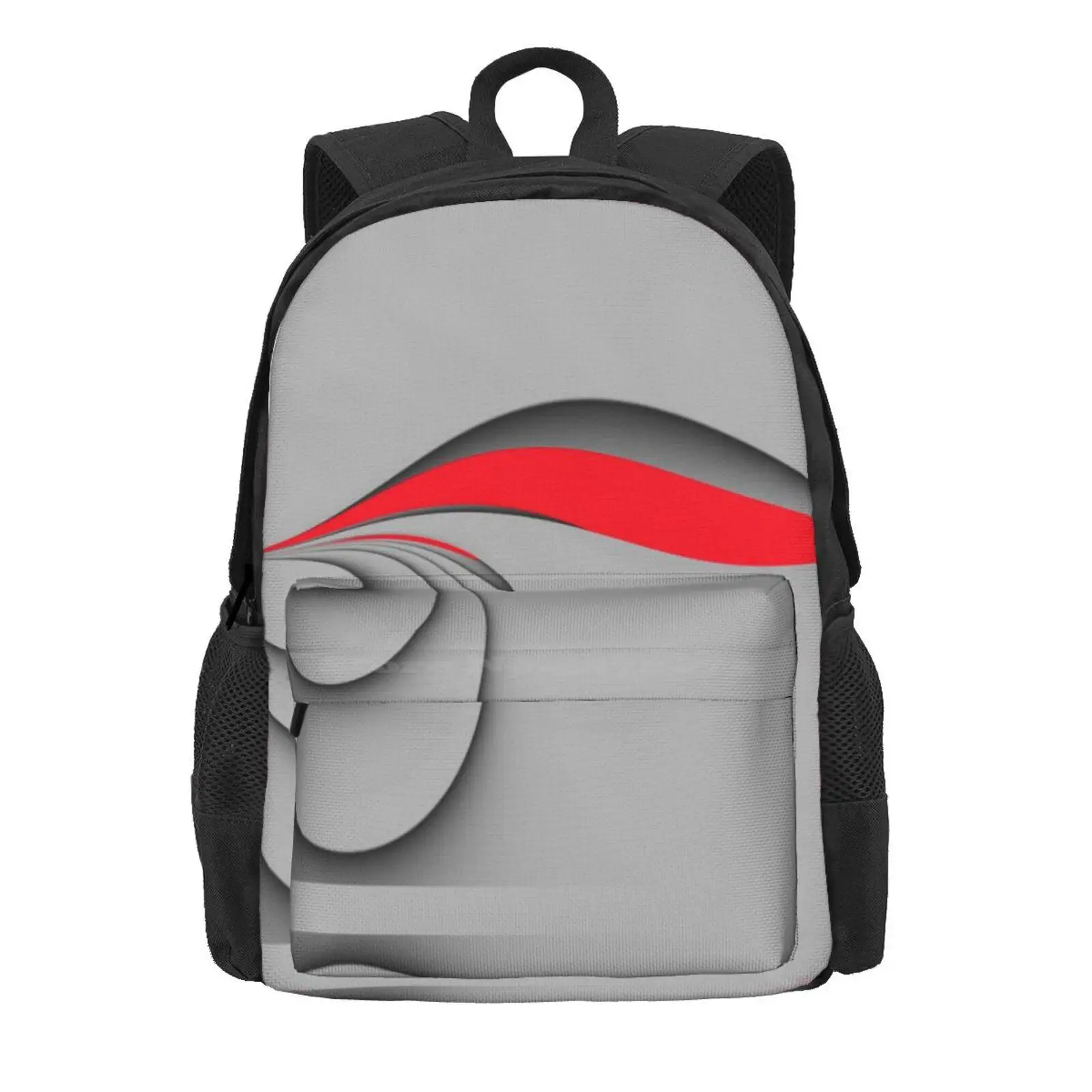 Grey And Red Hot Sale Schoolbag Backpack Fashion Bags Abstract Swirl Background Artistic White Curve Backdrop Wave Circle