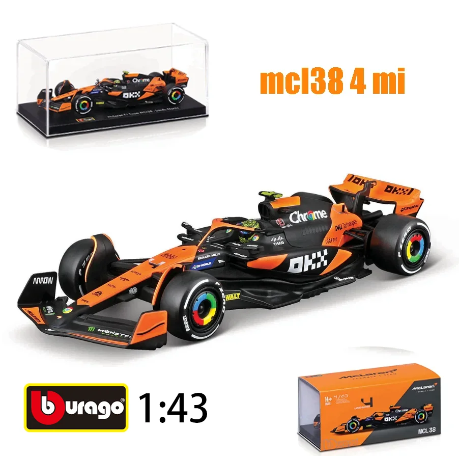Bburago 1:43 MCL38 F1 Mclaren 2024 Miami Grand Prix voiture en alliage Miniature modèle moulé sous pression # 4 Lando Norris # 81 Jouet Oscar Piastri