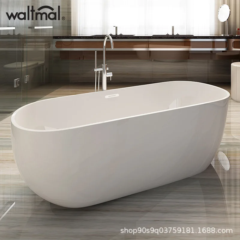 

Waterma Freestanding Acrylic Bathtub Household Adult Small Apartment European Bathtub 1.4 Meters