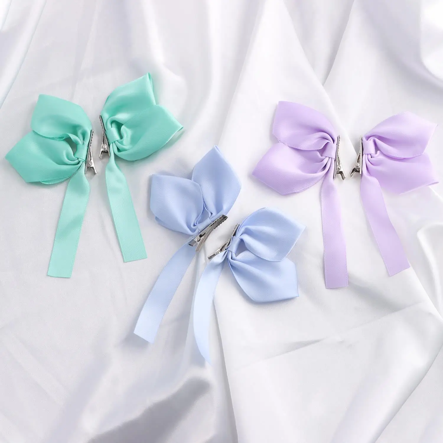 Pinces à cheveux avec nœuds doux pour femmes, 2 pièces, rubans blancs, queue de cheval, couvre-chef mignon pour filles, épingles à cheveux de Style coréen à la mode