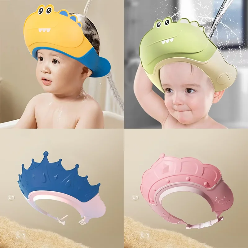 

Baby Swim Shower Cap Infant Ear Protection Kids Shampoo Shield Bath Head Cover Baby Shower Cap Adjustable Hair Wash Hat