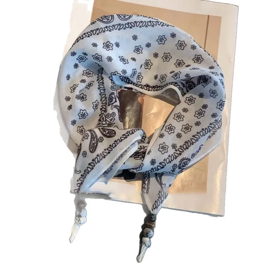 

New Bohemian Vintage Floral Scarf Women Pendant Bandana For Hair Neck Belt Boho Chic Ribbon Head Wrap Elegant Narrow Neckerchief