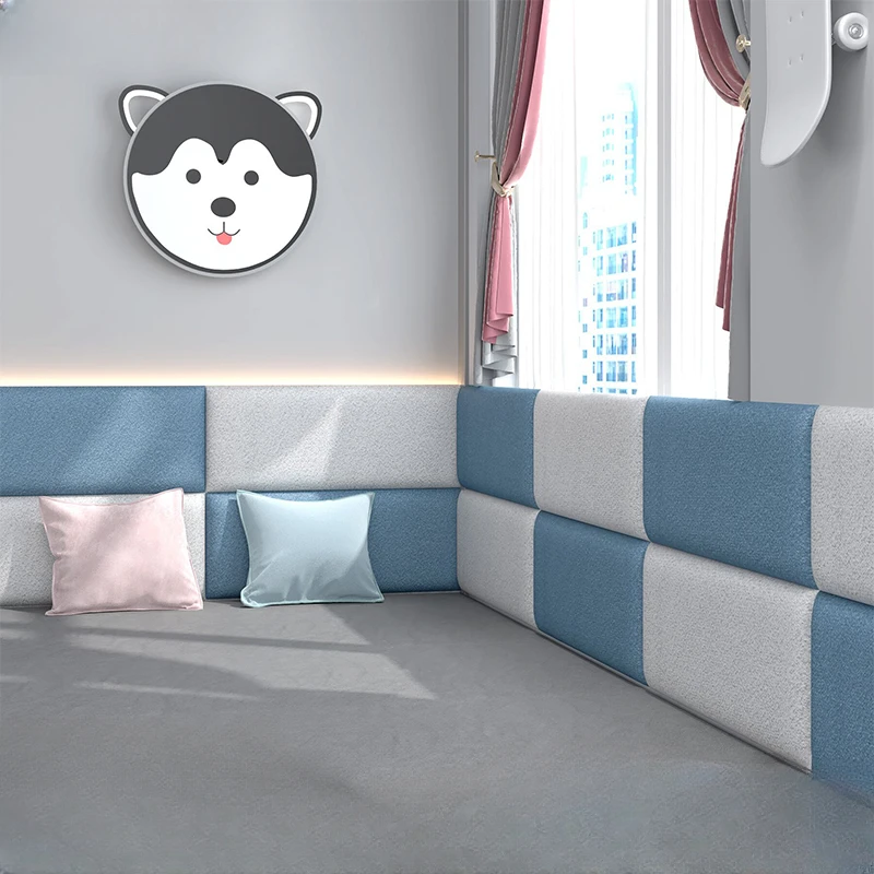 Bedroom Soft Bag Headboards Wall Stickers Anti-collision Cloth Self-adhesive Paneles Acusticos De Pared Mural Kids Room Decor