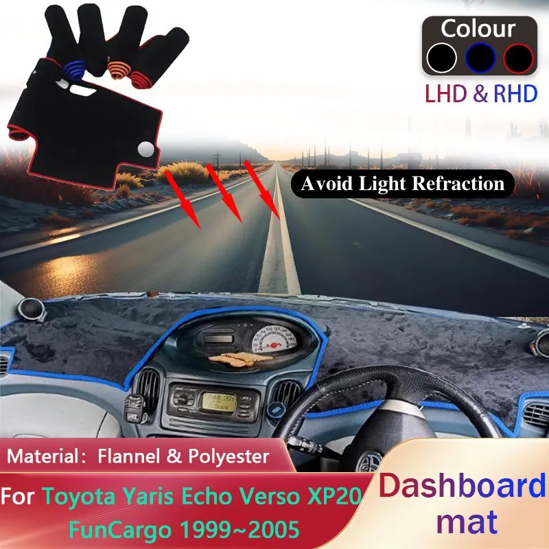 

Накладка на приборную панель автомобиля для Toyota Yaris Echo Verso XP20 FunCarg 1999 ~ 2005, 2000 2001 2002 2003 2004 противоскользящий коврик, солнцезащитный коврик, аксессуары для ковров