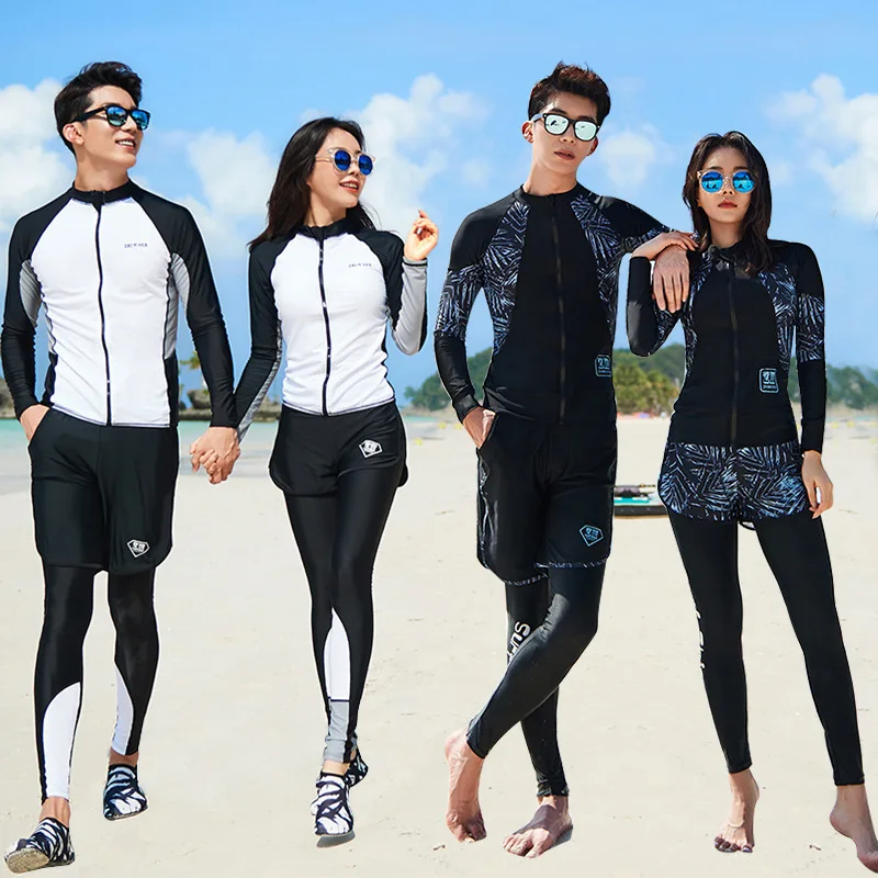 Womens Long Sleeve Rash Guard Sun Protection Swim Shirt+Leggings with Shorts 5pcs/set Wetsuit Dive Skin Beachwear Swimsuits Full