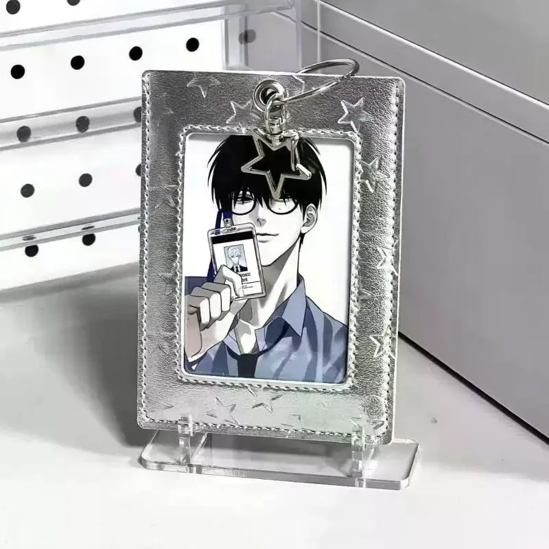 PU Leather Card Holder Kpop Idol Photocard Holder Keychain Idol Photo Cards Sleeve Photo Display Pendant Cards Cover