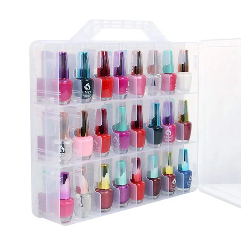 

Nail Polish Organizer Holder,Portable Universal Clear Double Side Organizer And Thread Storage Case For 48 Bottles Adjustable Di