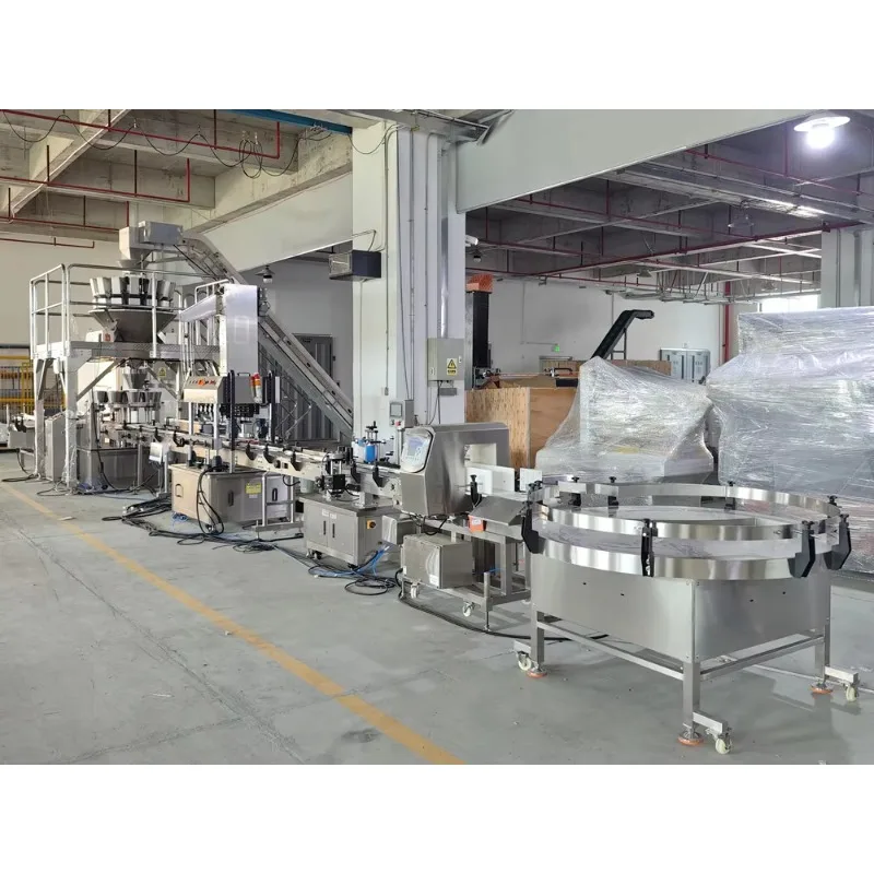 PLC Controlled 6 Type Dried Fruit Mixed Nuts Can Filling Seaming And Labeling System Line With Motor And Gear Customized