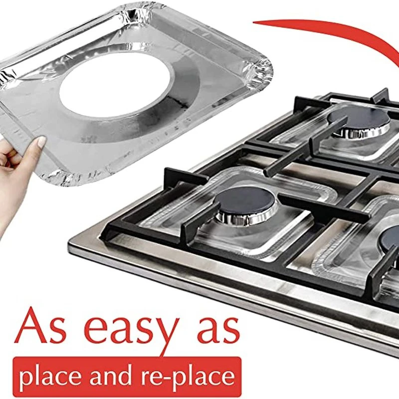 10/20pcs Stove Protector Cover Disposable Aluminium Stove Burner Liner  Gas Stove Stovetop Cleaning Pad Mat Kitchen Accessories