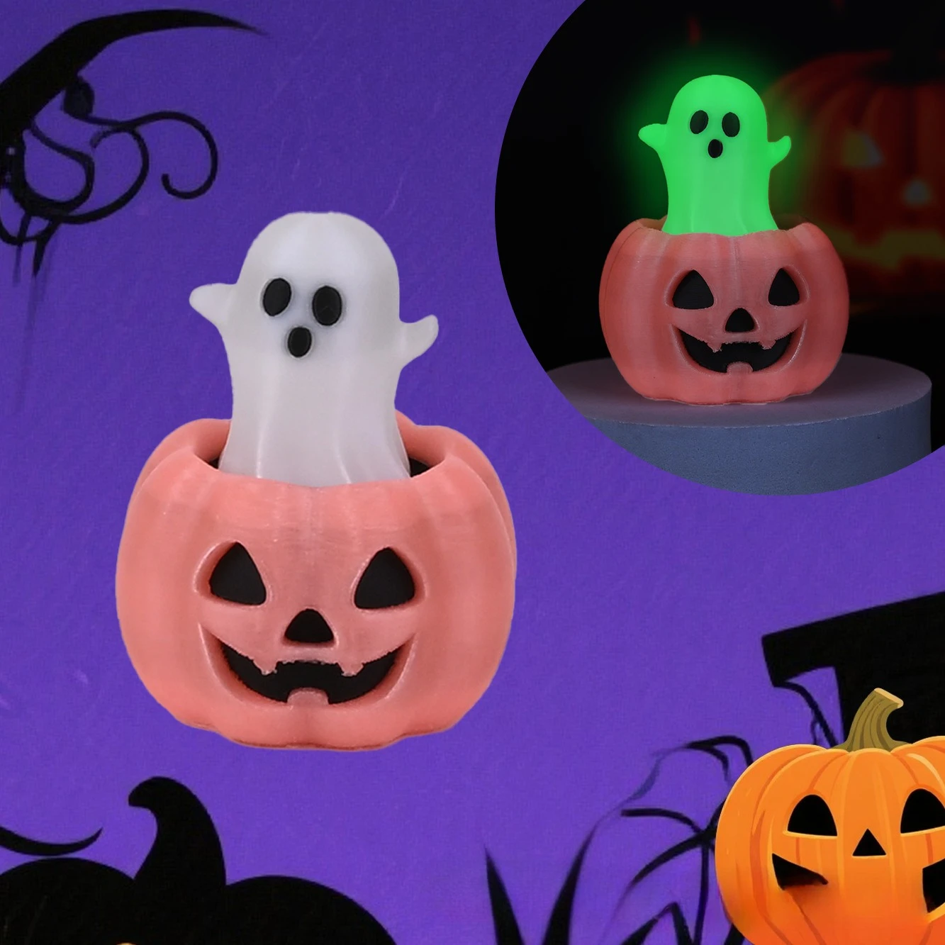 Świecące w ciemności Halloweenowe zabawki antystresowe: mięciutka dynia, duch, fluorescencyjna czaszka, szkielet, piłka antystresowa do ściskania, horror, fidget.