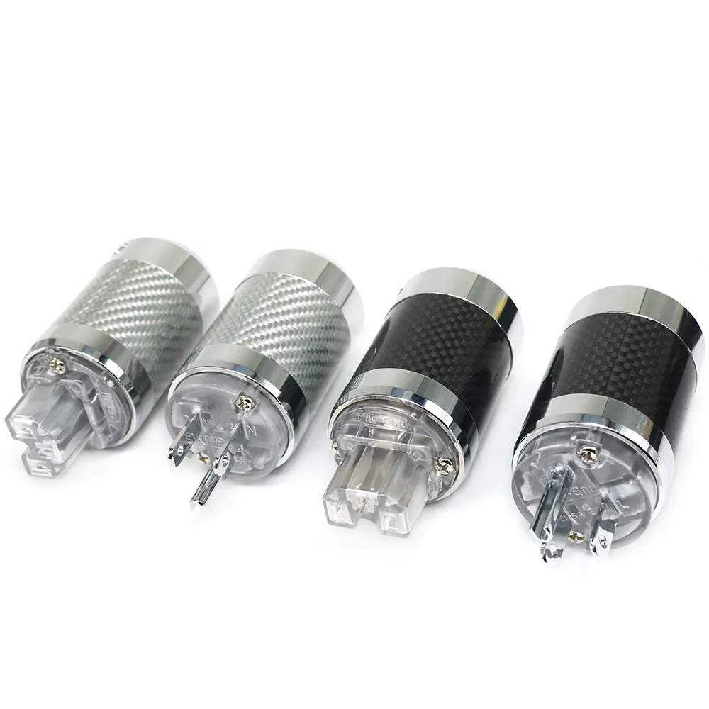 

2025 hot sale Electrical Jack YIVO XSSH Audio OEM ODM US Brass Pure Copper Plated Rhodium Carbon Fiber AC Power Cord Plug for DI