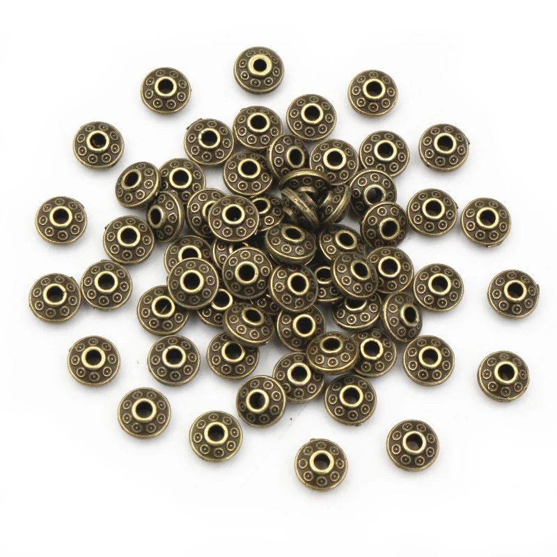 100pcs 6x6x3.5mm Bronze Antique Gold Silver Plated Spacer Beads Ball Crimp End Beads Stopper For Diy Jewelry Making Findings