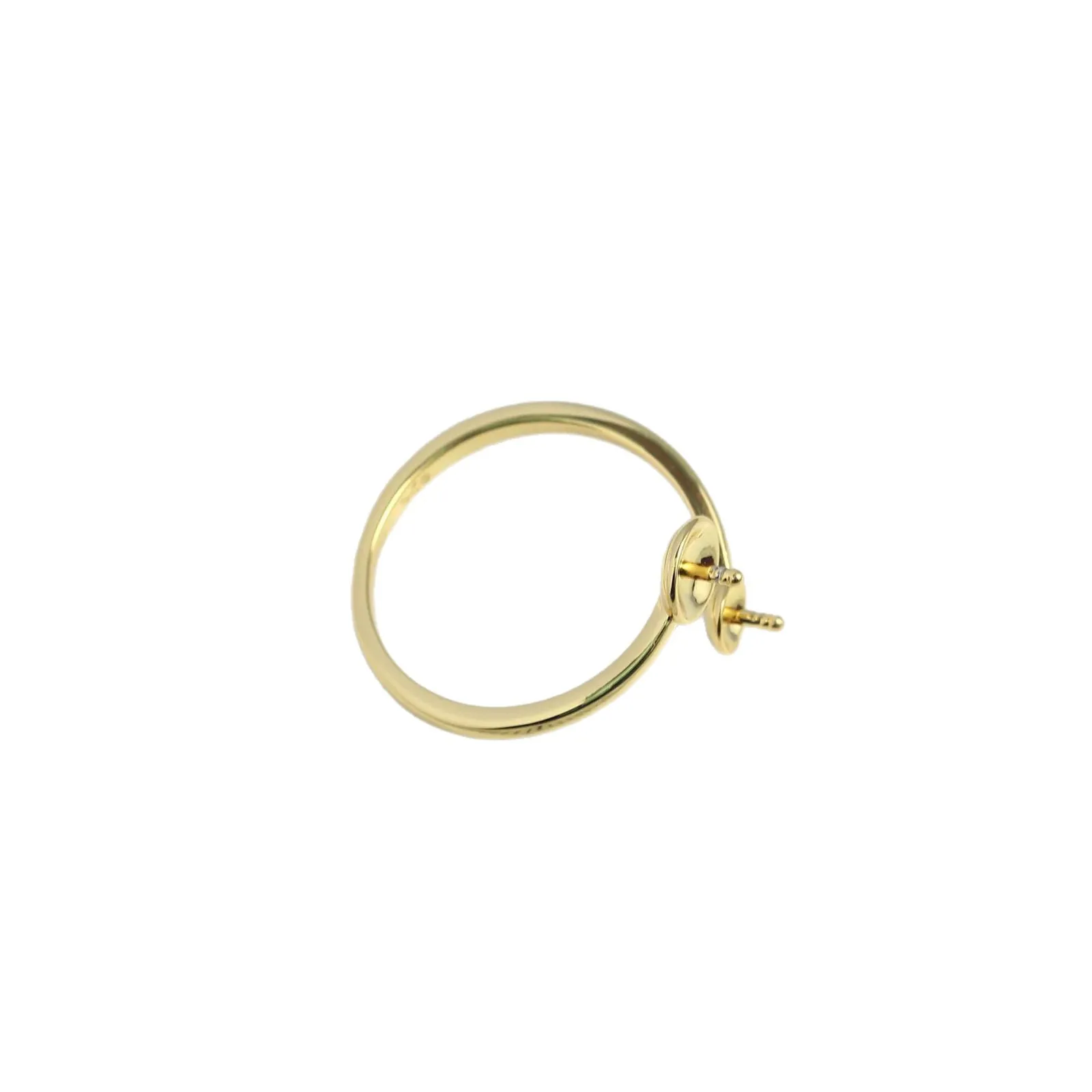 JZ222  Copper Gold Plated Glossy Double Bead Adjustable Pearl Ring Blank Empty Settings DIY Jewelry Findings