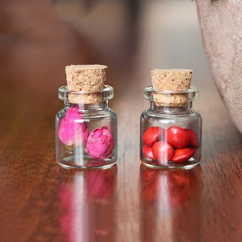 Mini Glass Bottles with Wood Cork Stoppers DIY Message Wishing Bottle Spice Storage Bottle Jars for Birthday Wedding Party Decor