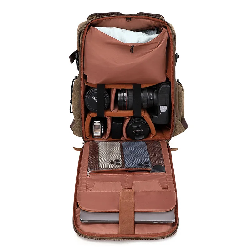 Retro backpac photography bag suitable for micro cameras drones general-purpose bags for DSLR cameras dual-shoulder outdoor bags