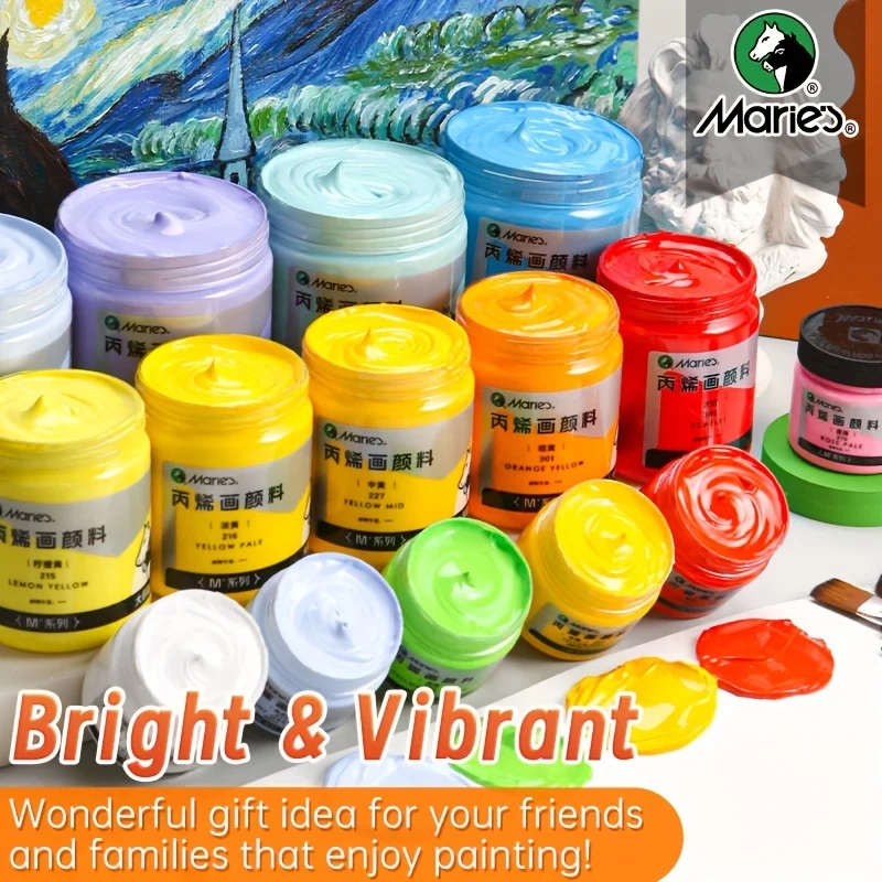Maries 20-teiliges Acrylfarben-Set, 12 Farben (50 ml/1,69 oz) mit 7 Pinseln und 1 Palette für Leinwand, Holz, Stein, Künstler und Erwachsene – Detail 8
