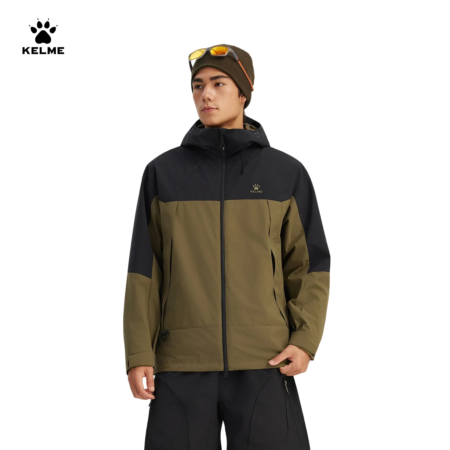 KELME Men's 3-in-1 Outdoor Jacket Winter Hiking Woven Shell with Detachable Fleece Liner, 2-Piece Set