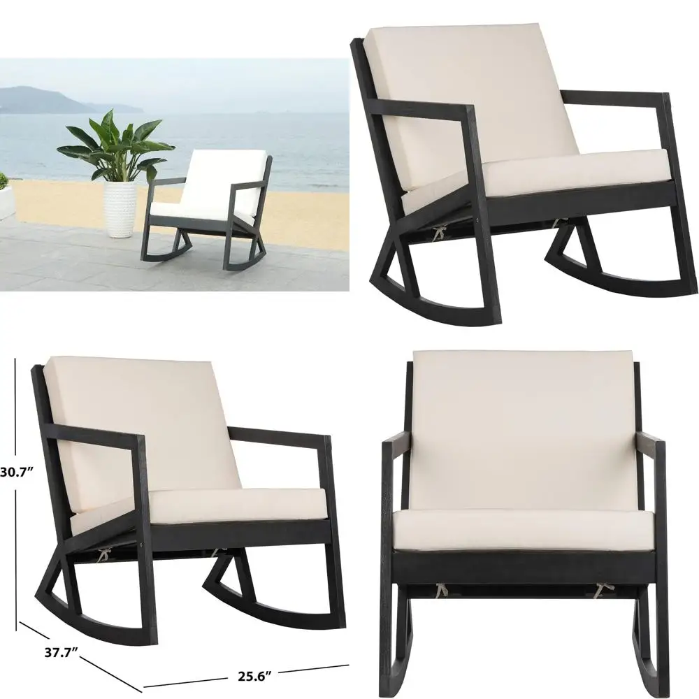 

Outdoor Vernon White Rocking Chair in Black and Beige for Patio Use
